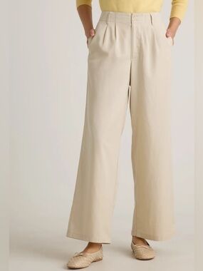 Wide Leg High Waist Beige Trousers
